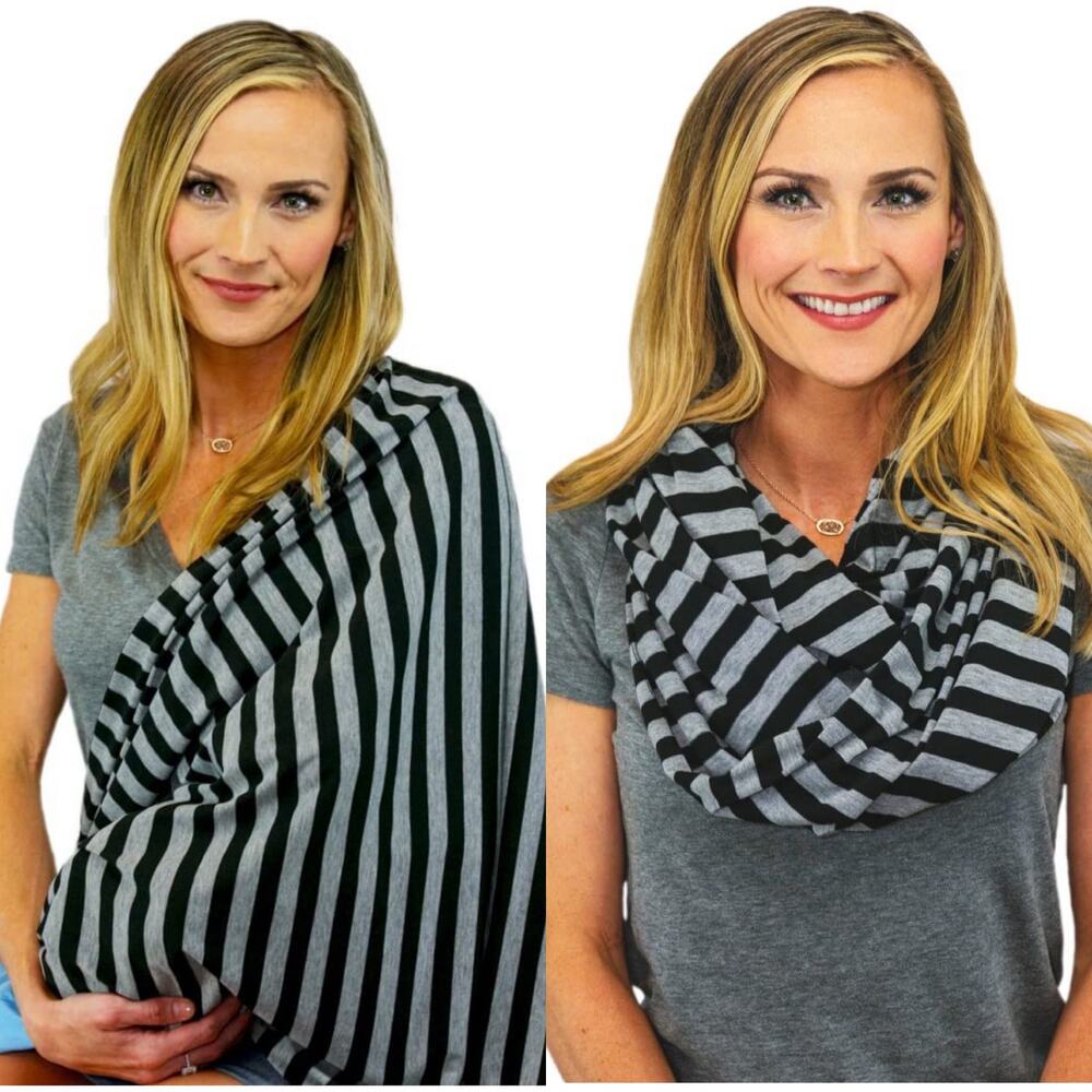 Tykes & Tails Nursing Cover Infinity Scarf Mint White Chevron New